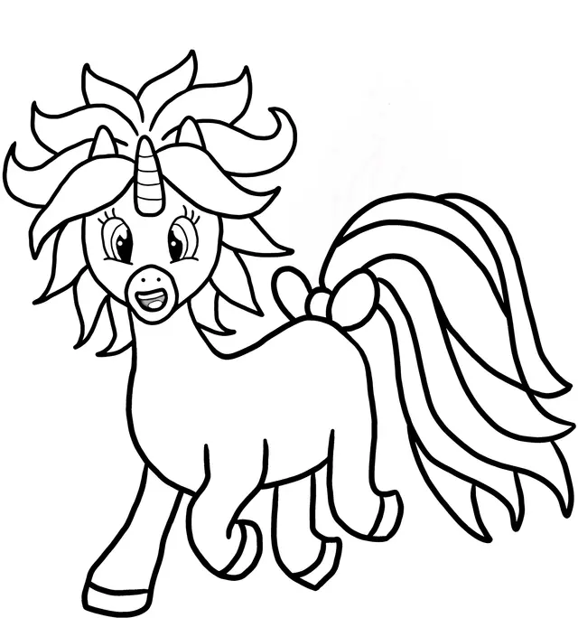 Coloriage Licorne cartoon amusante - Licorne à imprimer
