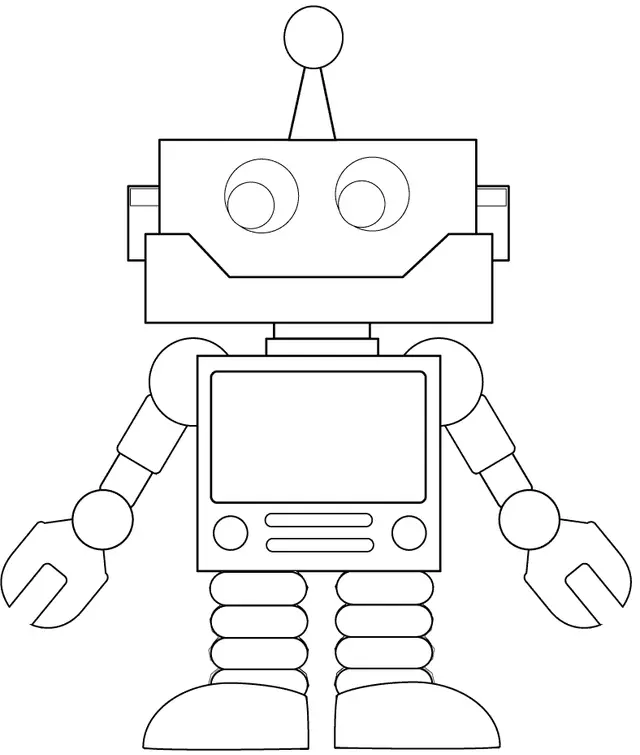 Coloriage Robot amusant en dessin animé - Robot à imprimer