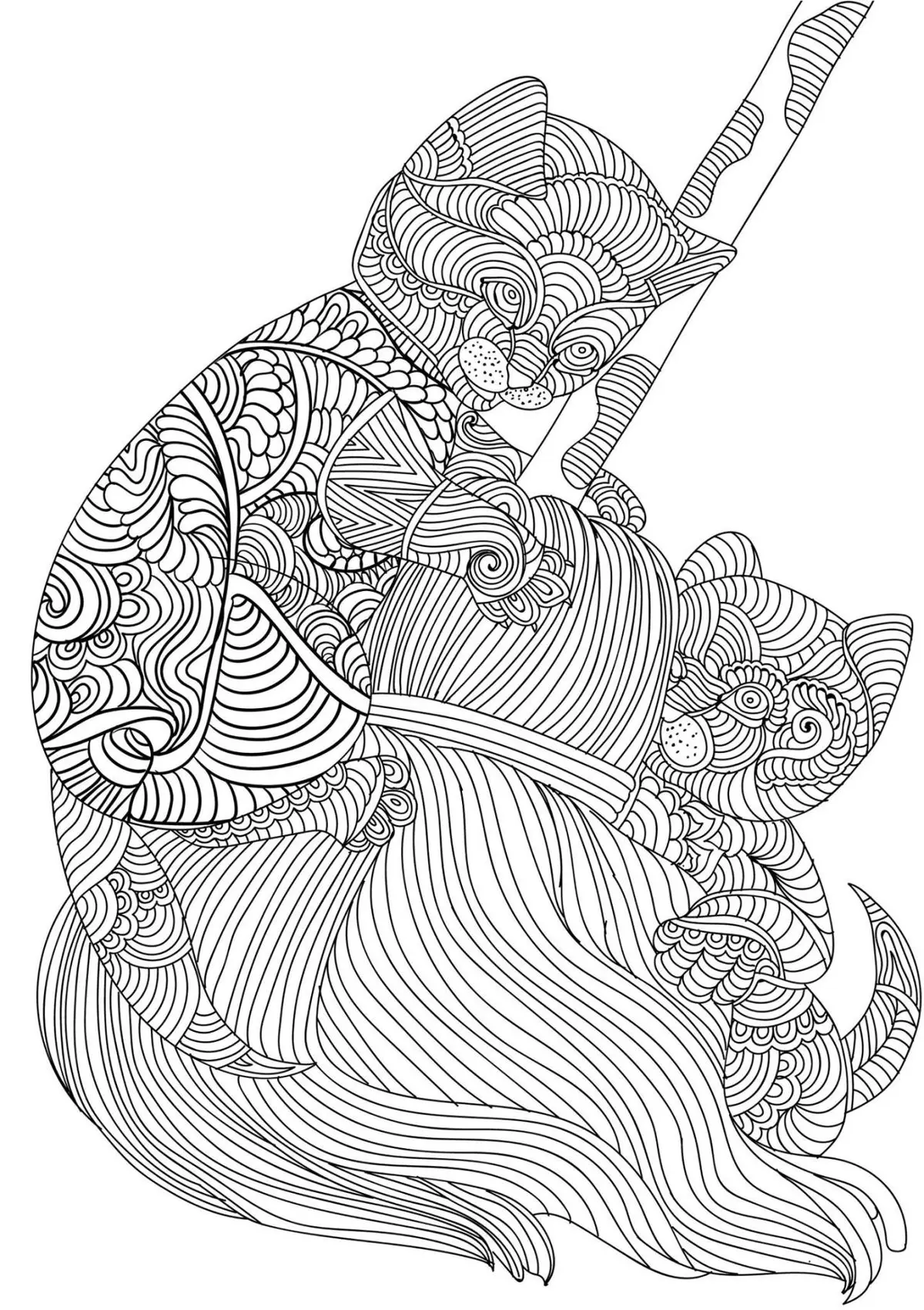 Coloriage Cat Baby Adult Animal Zen - Adulte à imprimer