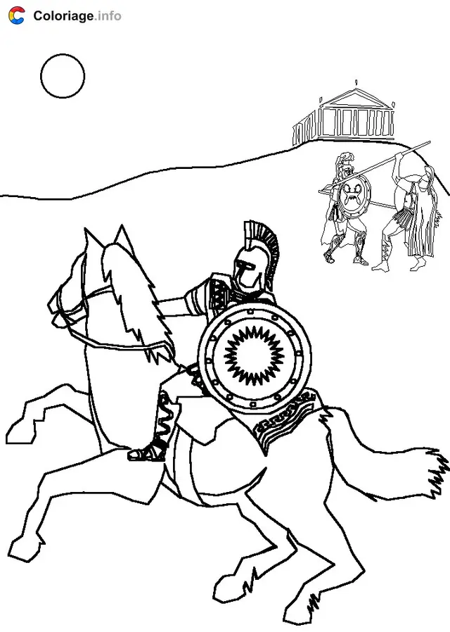 Coloriage Cavalier romain - Rome à imprimer