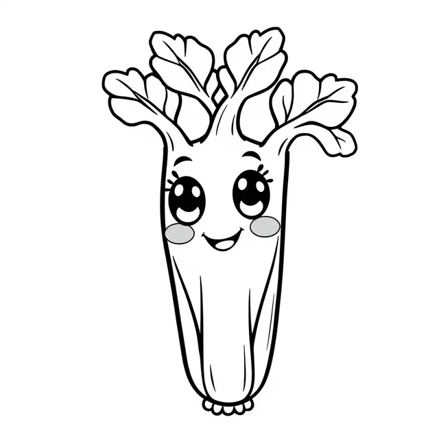 Coloriage Celeri Facile Légumes Kawaii - Legumes à imprimer