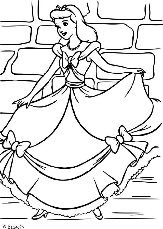 Coloriage Cendrillon Avec Sa Belle Robe Neuve - Cendrillon à imprimer