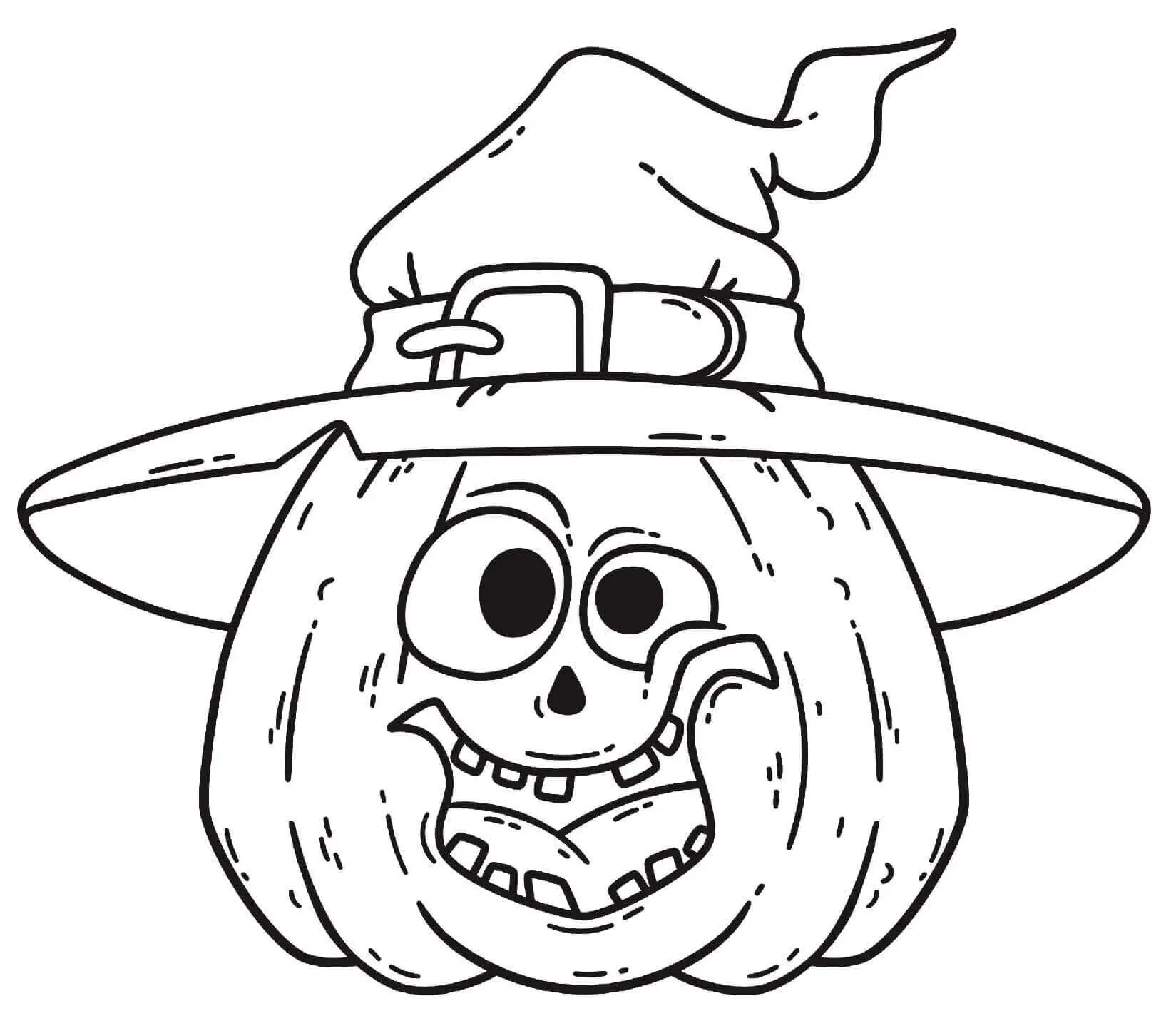 Coloriage Chapeau Et Citrouille Amusante Pour Halloween - Halloween à imprimer