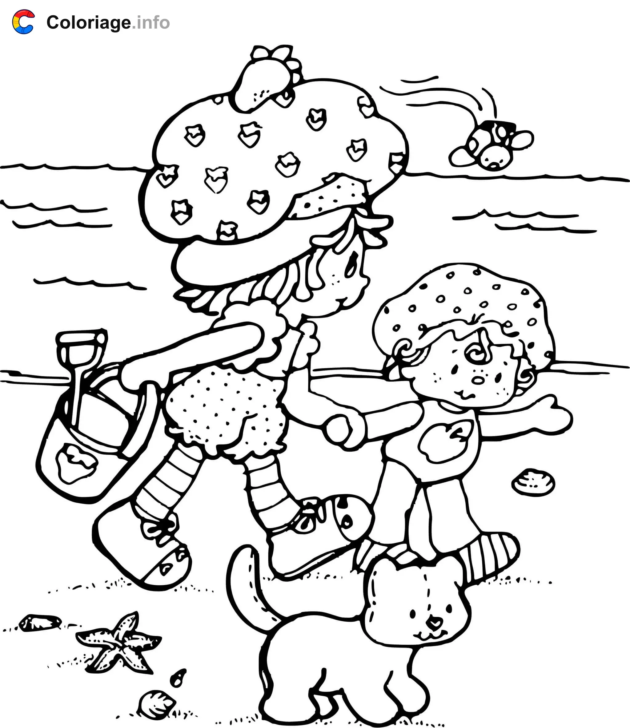 Charlotte aux fraises à la plage coloring page to print