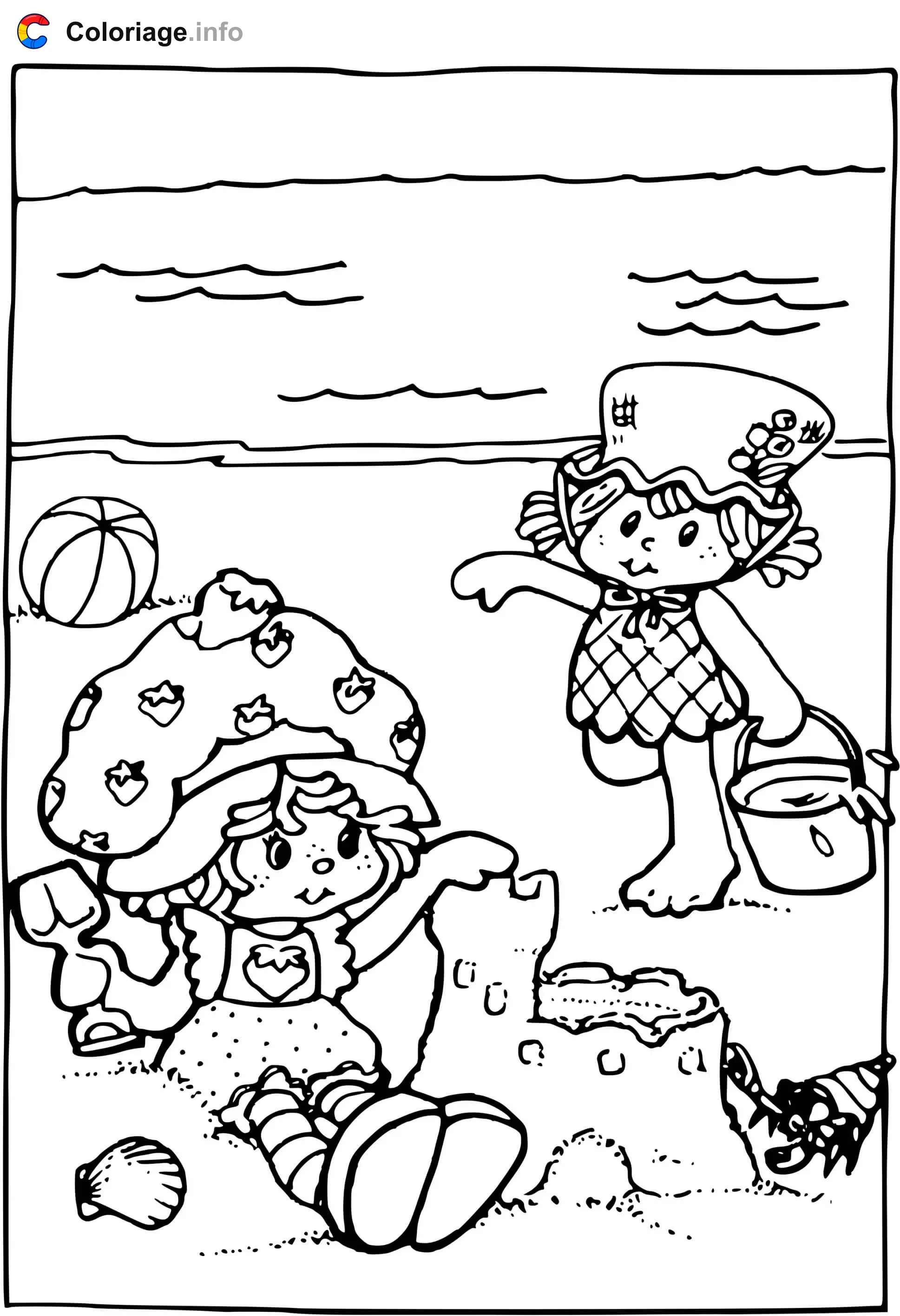 Strawberry Shortcake Builds a Sandcastle coloring page to print