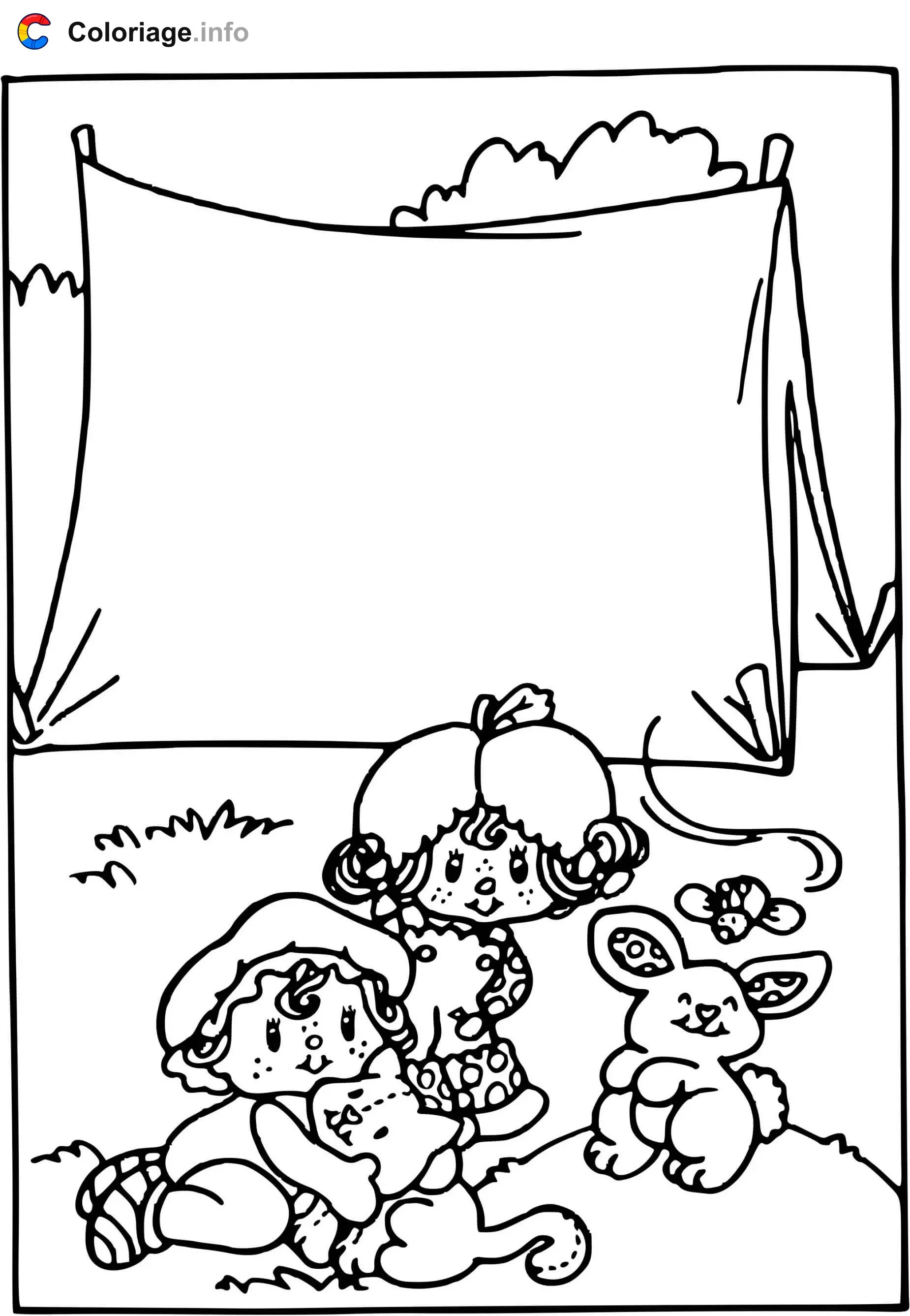 Strawberry Shortcake in Front of a Tent coloring page to print