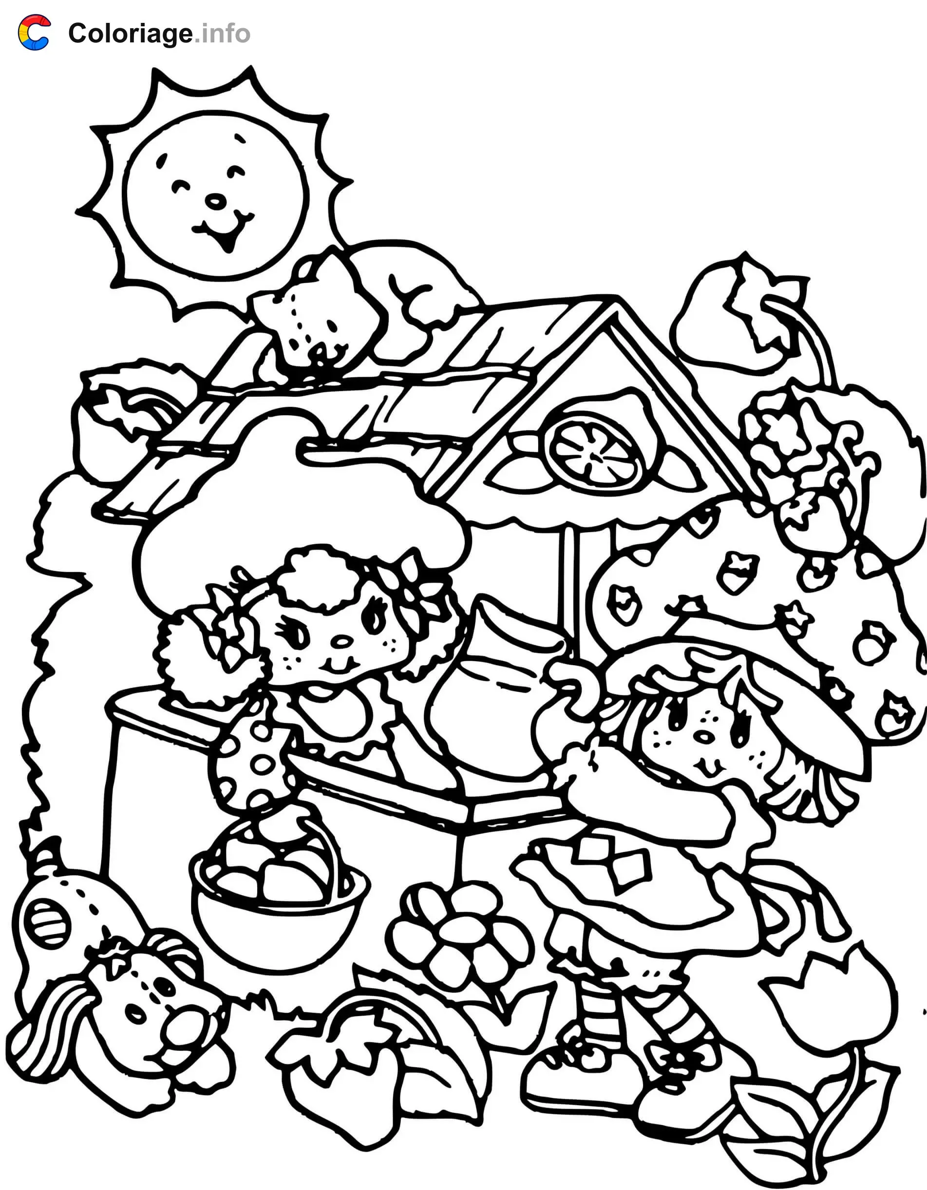 Strawberry Shortcake and Friends coloring page to print