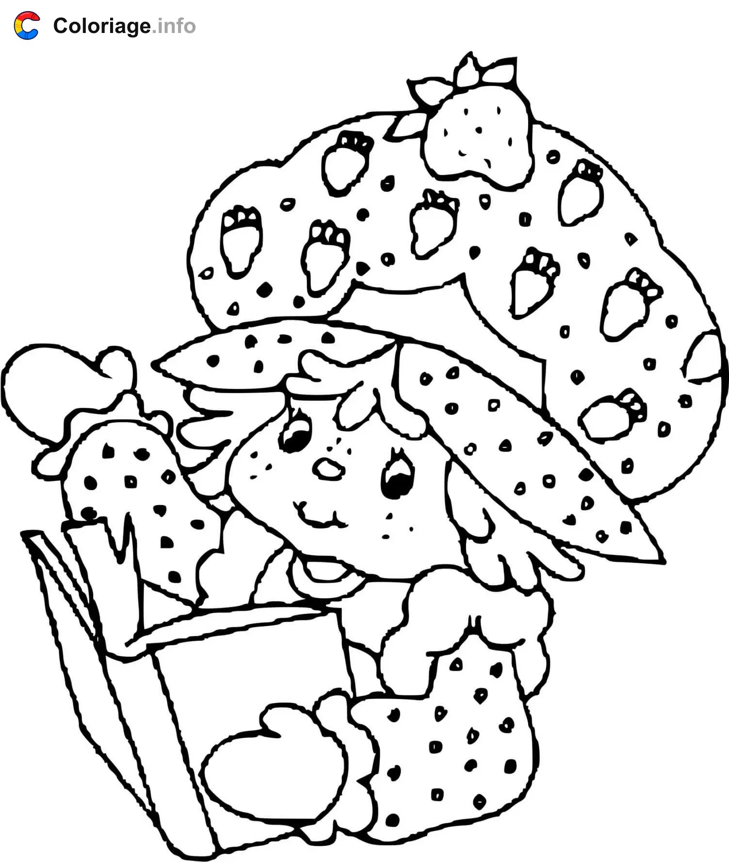 Strawberry Shortcake Reading a Book coloring page to print