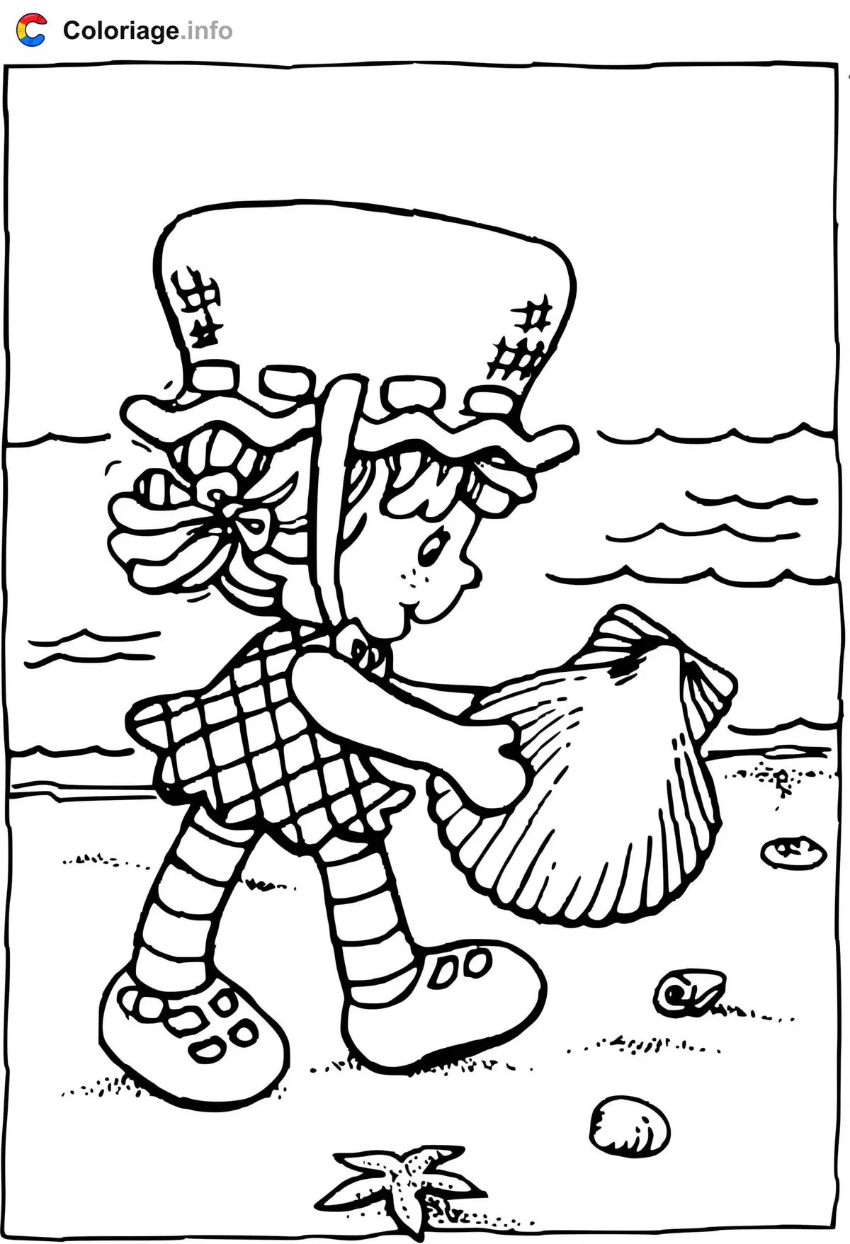 Strawberry Shortcake Collecting Seashells coloring page to print