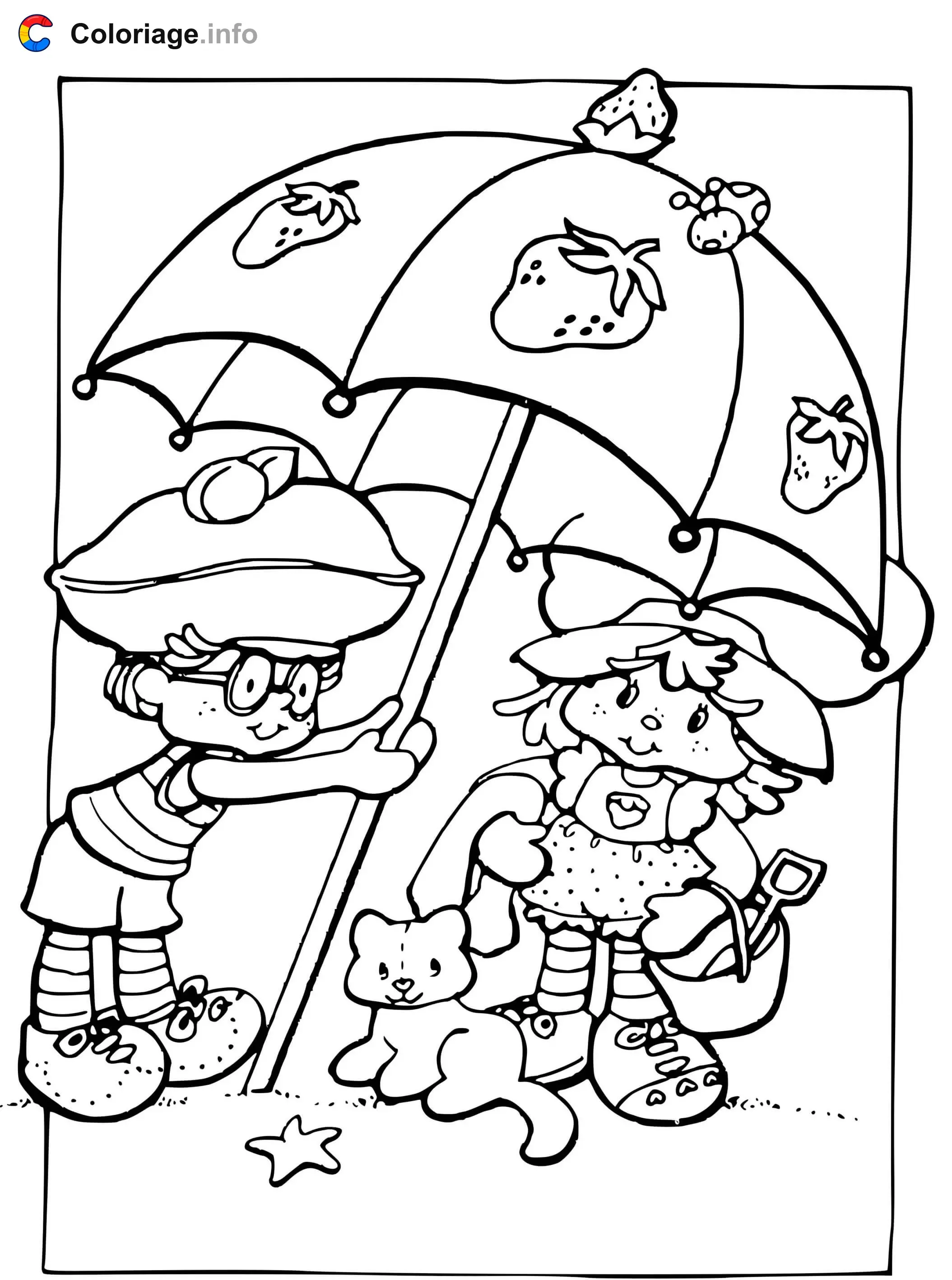 Strawberry Shortcake Under the Parasol coloring page to print