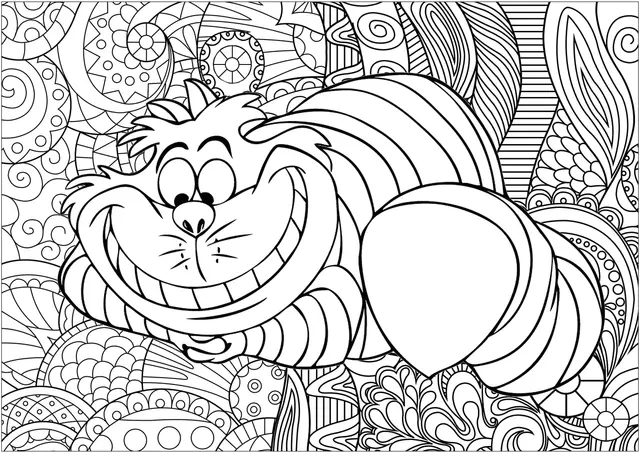 Coloriage Chat Cheshire Alice Au Pays Des Merveilles - Chat à imprimer