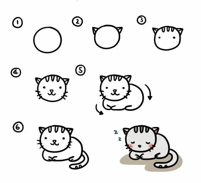 Coloriage Chat Dessin Animaux Mignon Facile A Reproduire - Dessin facile à imprimer