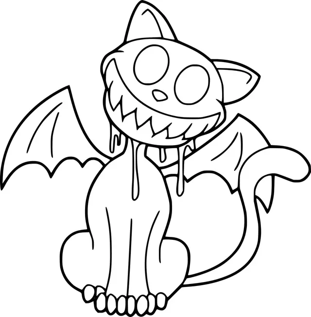 Coloriage Chat En Chauve Souris Qui Fait Peur - Chauve souris à imprimer