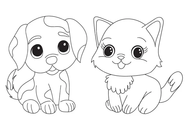 Cute and Easy Cats for Preschoolers coloring page to print