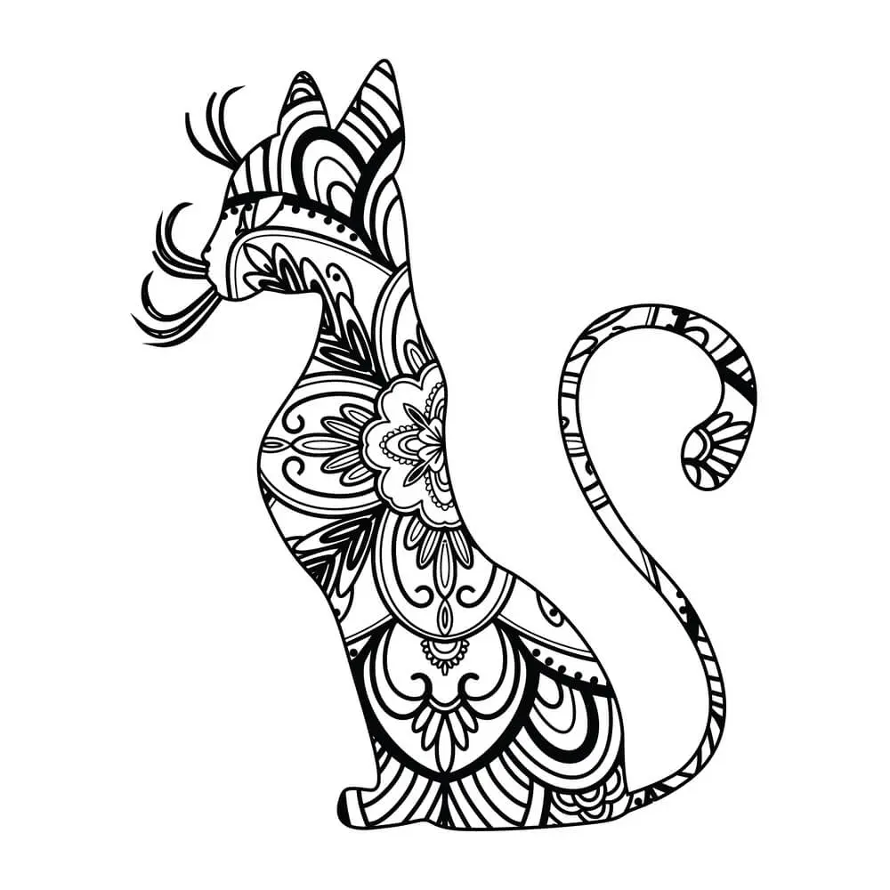 Fairy Crown Kitten Mandala coloring page to print