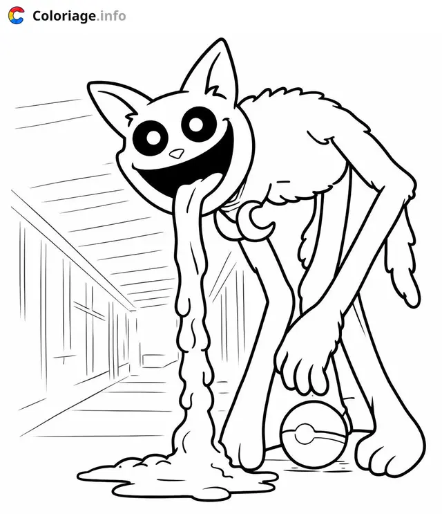 Smiling Poppy Playtime 3 with Long Body coloring page to print