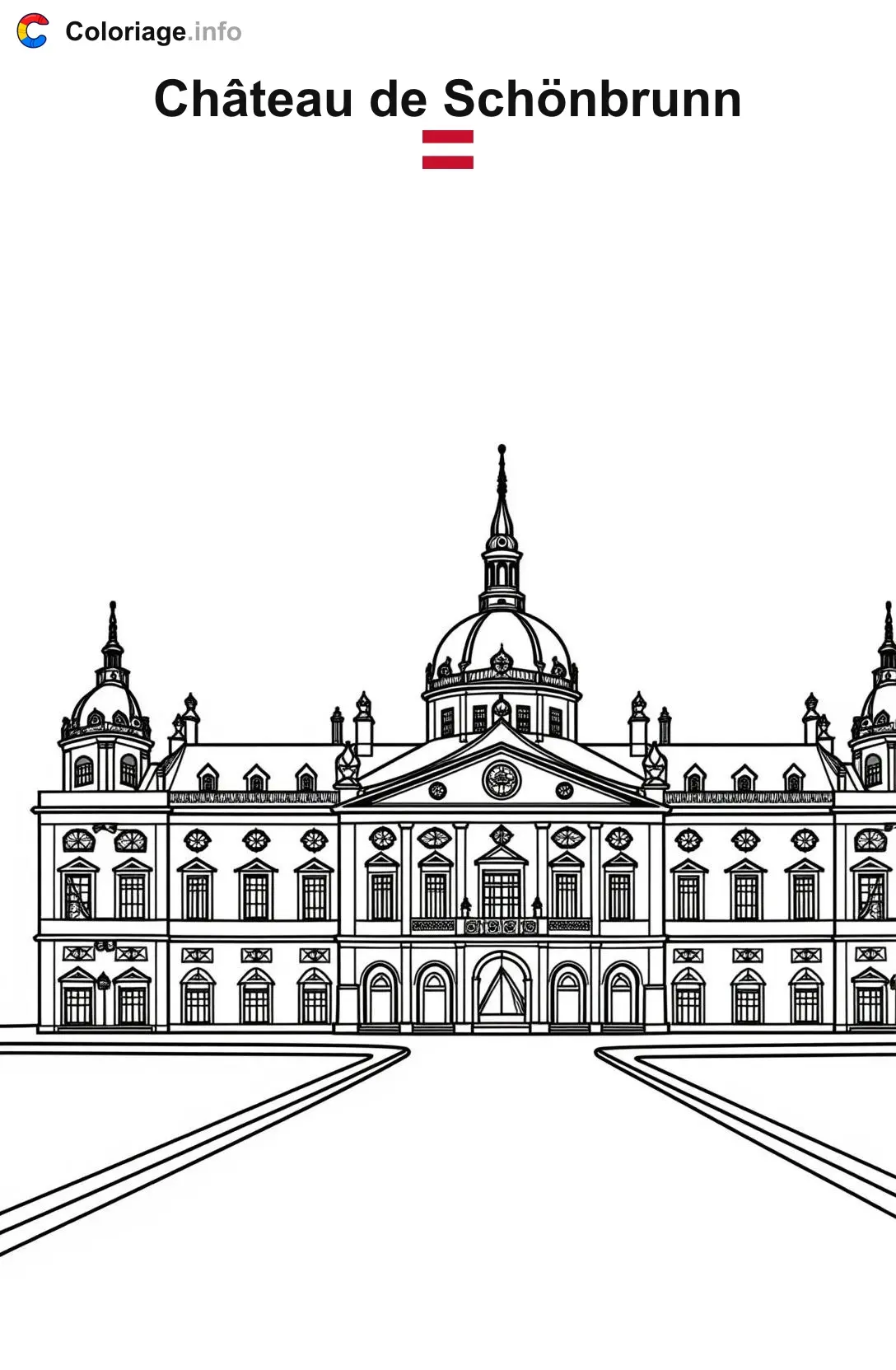 Coloriage Château de Schönbrunn Autriche - Monuments à imprimer