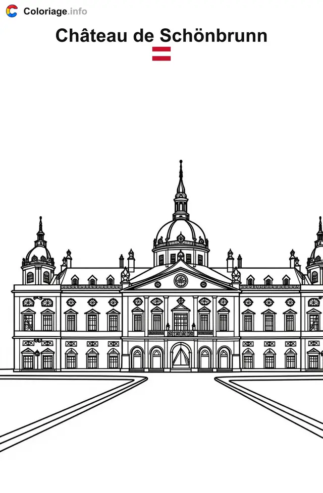 Coloriage Château de Schönbrunn Autriche - Monuments à imprimer