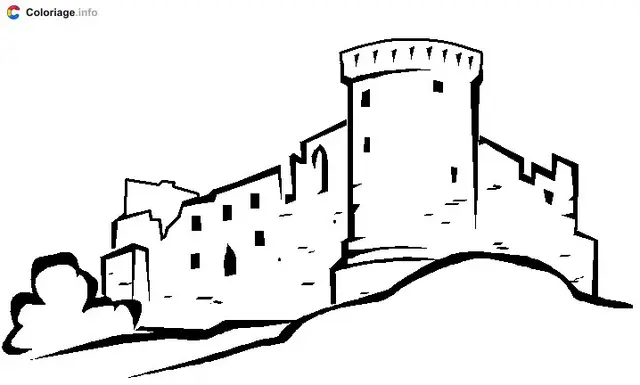 Coloriage Château écossais médiéval de Bothwell - Écosse à imprimer