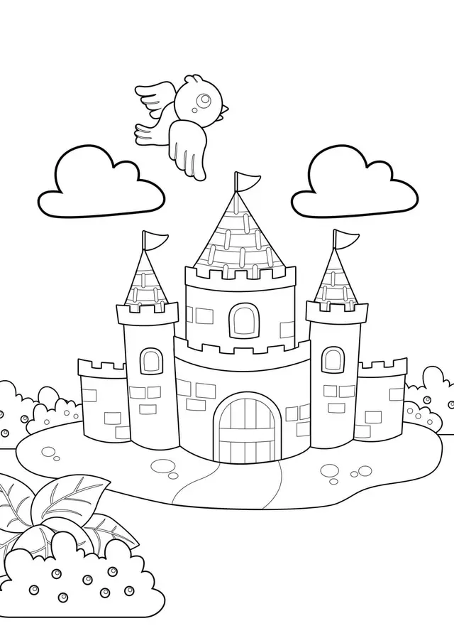 Coloriage Château Princesse Facile - Château de princesse à imprimer