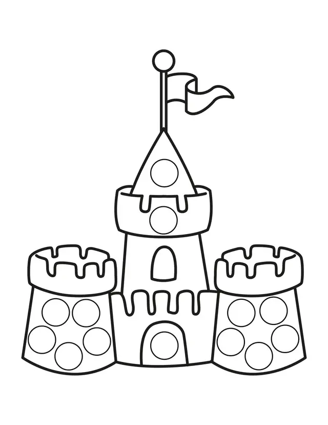 Coloriage Château de Princesse Facile - Château de princesse à imprimer