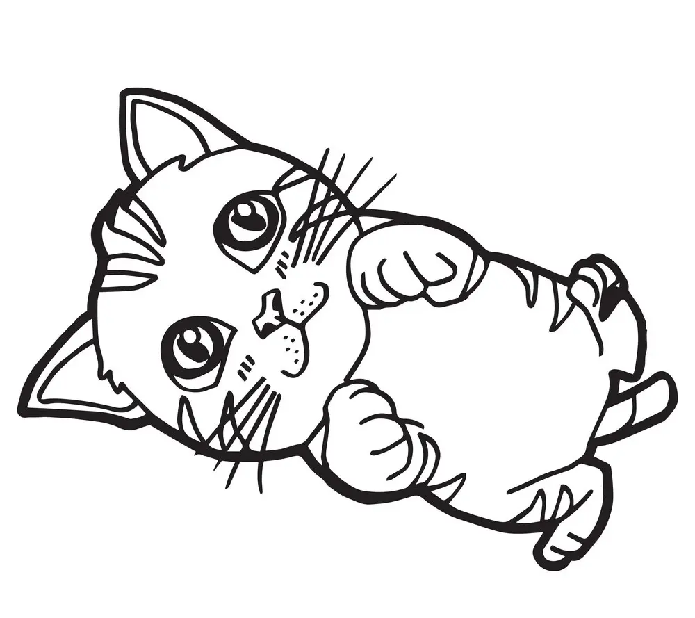 Disegno di Gattino dagli Occhi Grandi da stampare