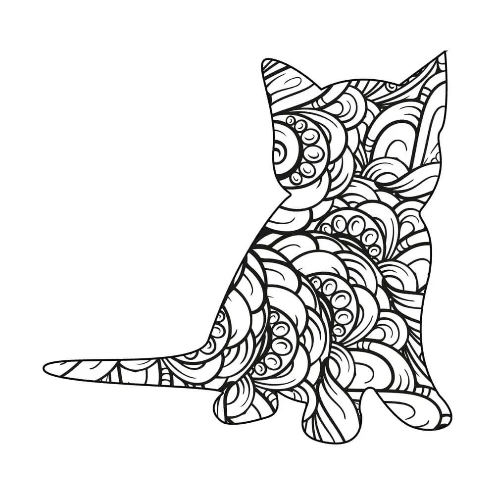 Coloriage Chaton Mandala 3 - Chat mandala à imprimer