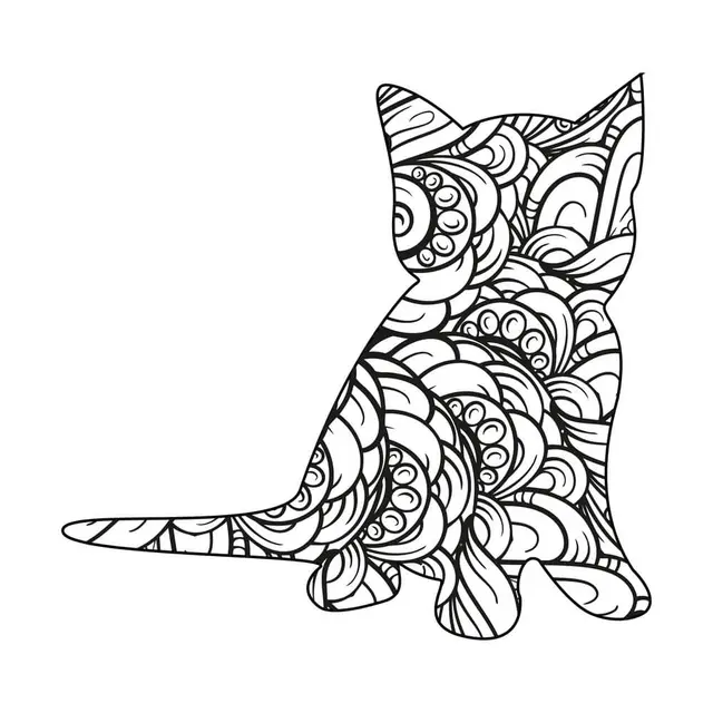 Ausmalbild Katze Mandala 3 zum Ausdrucken