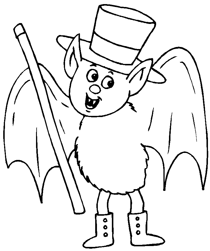 Coloriage Chauve Souris En Magicien - Halloween chauve souris à imprimer