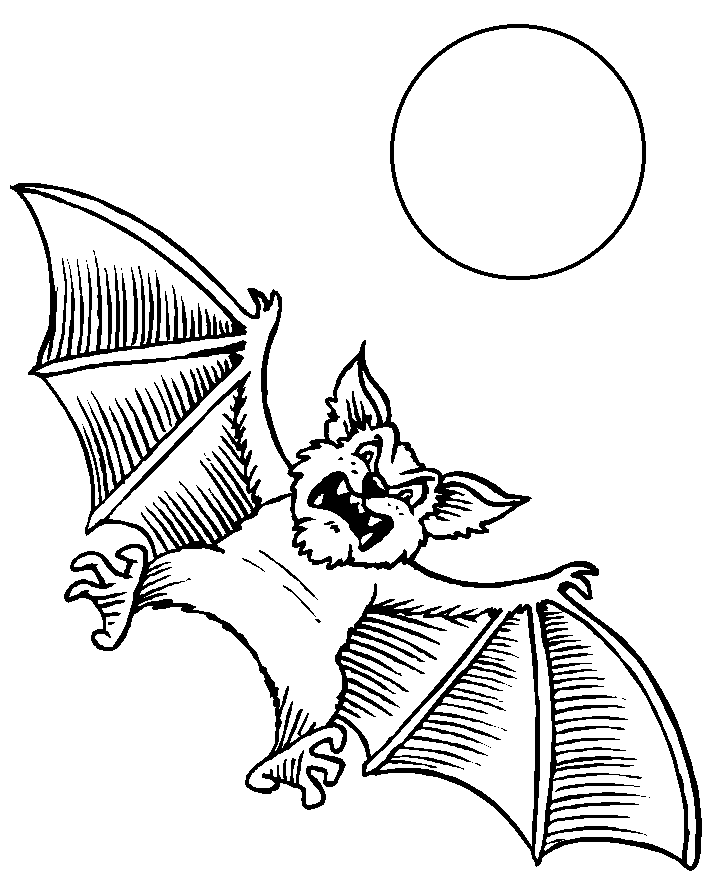 Coloriage Chauve Souris Et Lune - Halloween chauve souris à imprimer