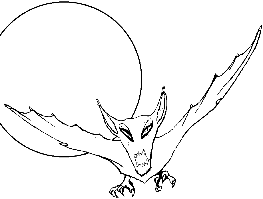 Dibujo de Murciélago y Luna de Halloween para colorear