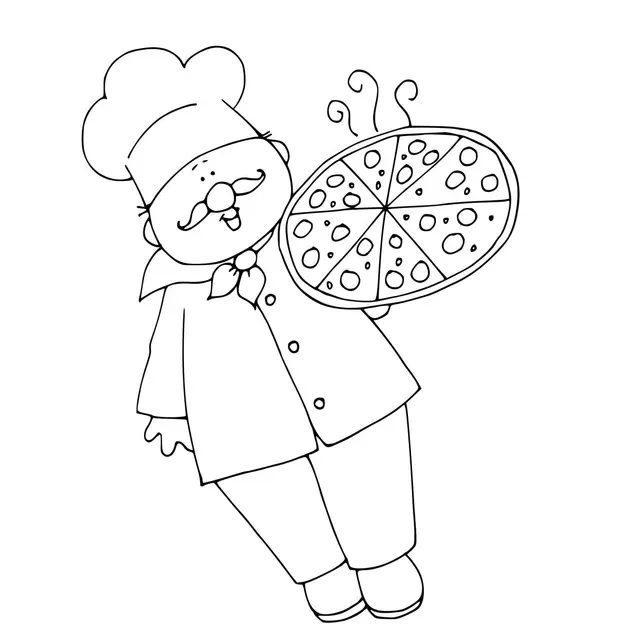 Coloriage Chef Cuisine De La Pizza - Pizza à imprimer