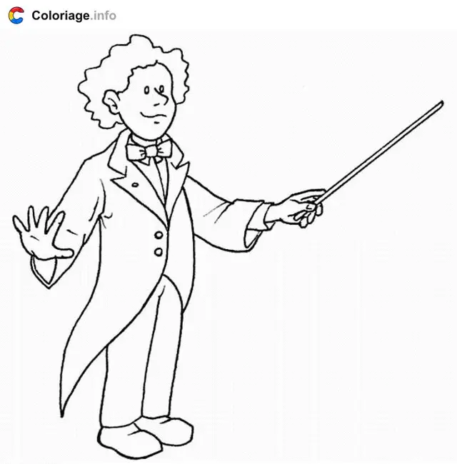 Coloriage Chef d'orchestre - Instruments de musique à imprimer