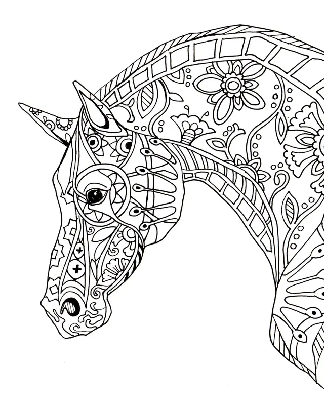 Coloriage Cheval Adulte Décorative Horse Profile - Adulte cheval à imprimer