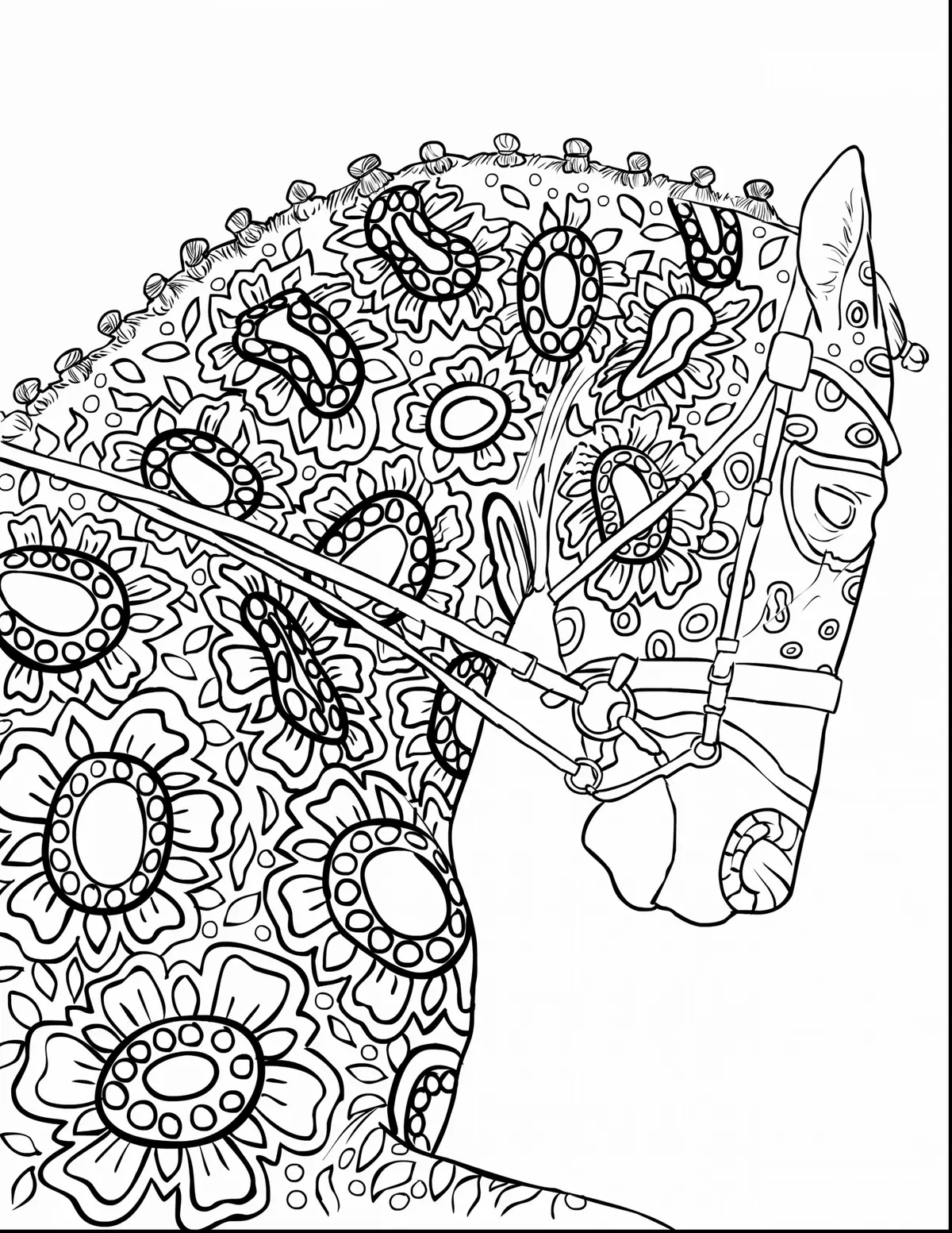 Coloriage Cheval Animal Adulte Antistress - Adulte à imprimer