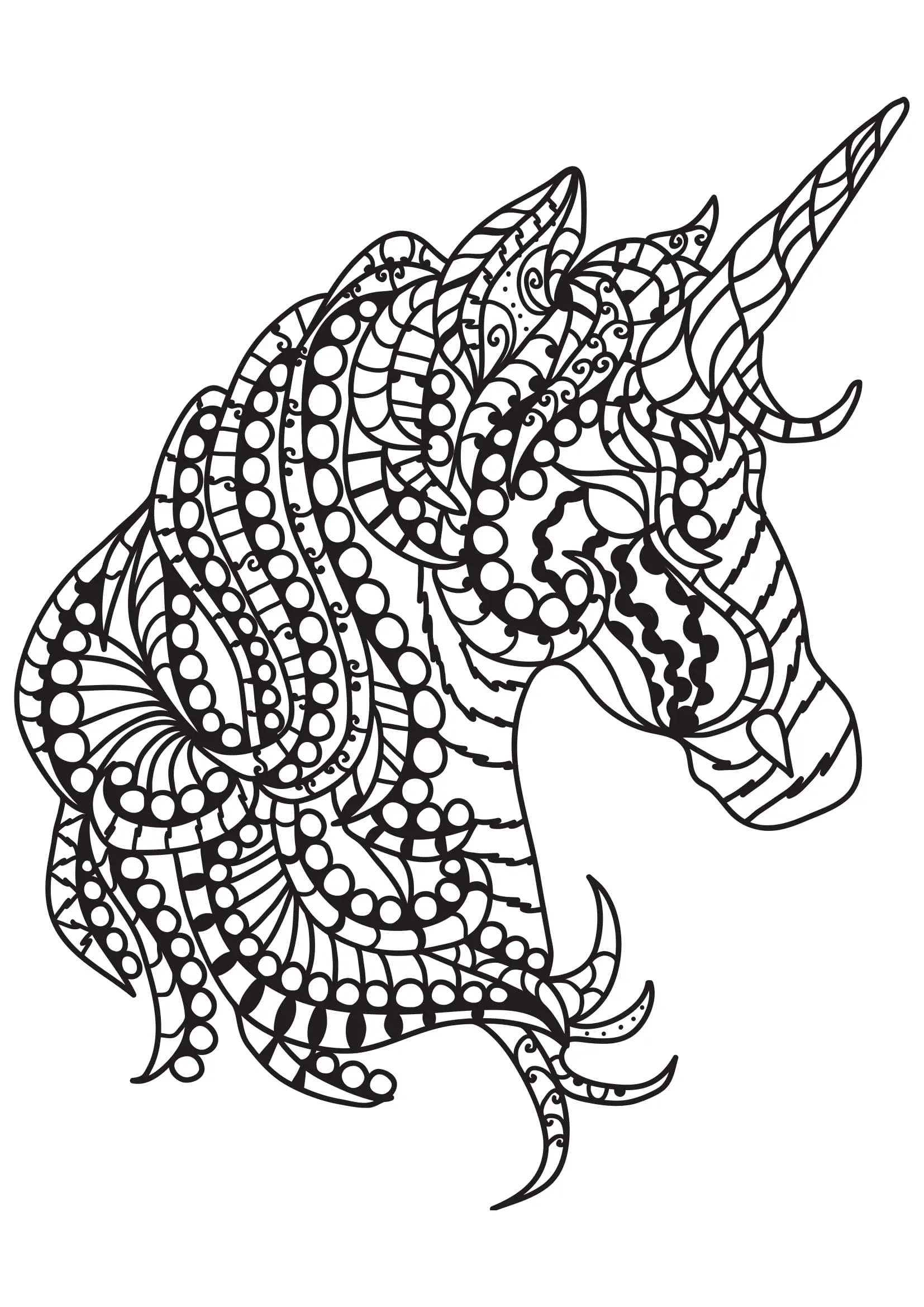 Coloriage Cheval majestueux en détails pour adulte - Adulte cheval à imprimer