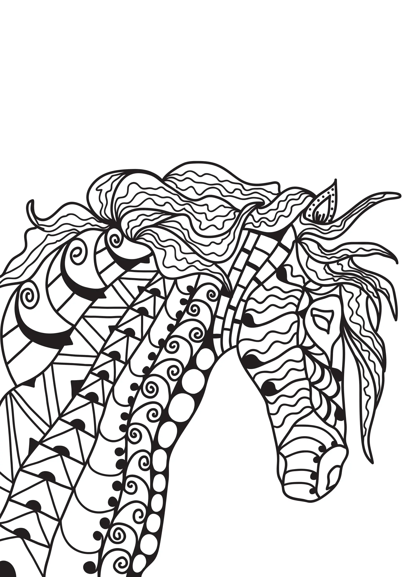 Coloriage Cheval orné style antistress adulte - Adulte cheval à imprimer