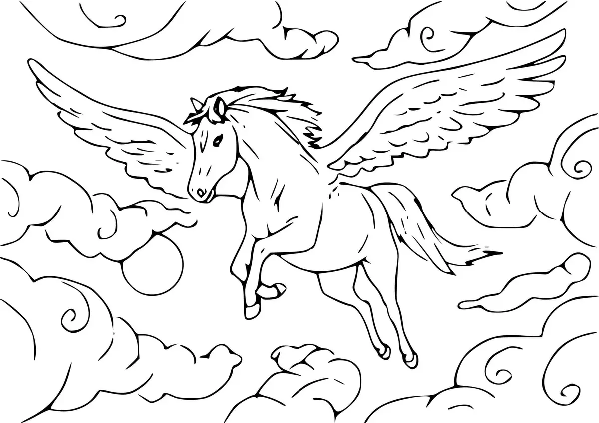 Dibujo de Caballo Volador Unicornio para colorear