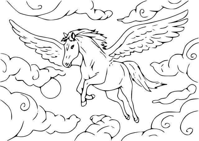 Coloriage Cheval Volant Licorne - Cheval à imprimer