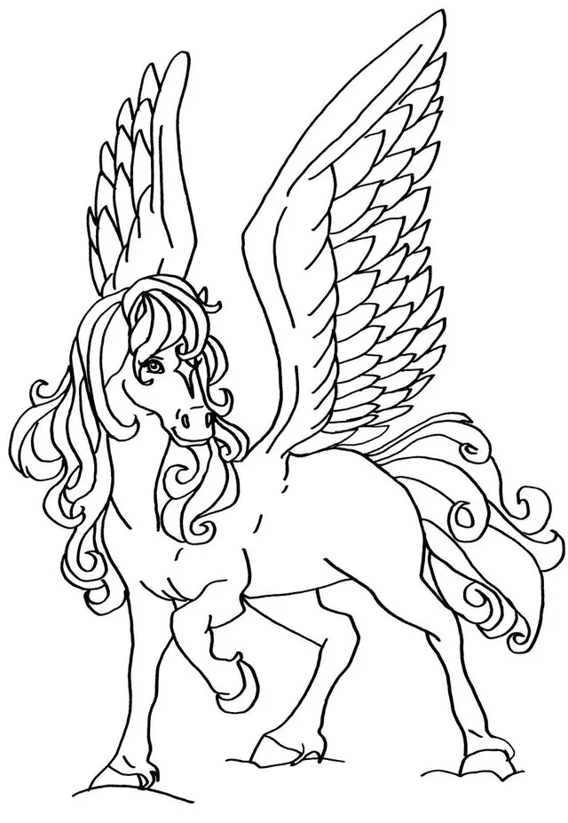 Coloriage Cheval Volant Pour Une Princesse Fille - Fille à imprimer