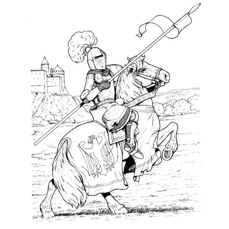 Knight at the Castle coloring page to print