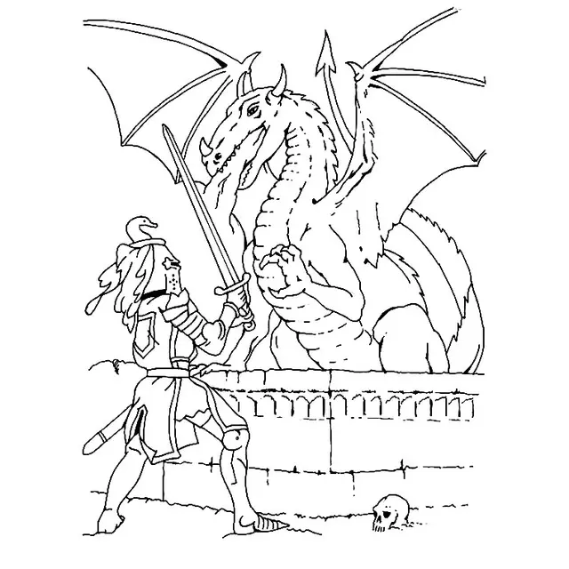 Coloriage Chevalier Et Dragon - Chevalier à imprimer