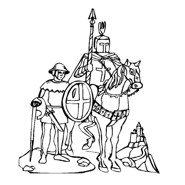 Coloriage Chevalier Table Ronde - Chevalier à imprimer