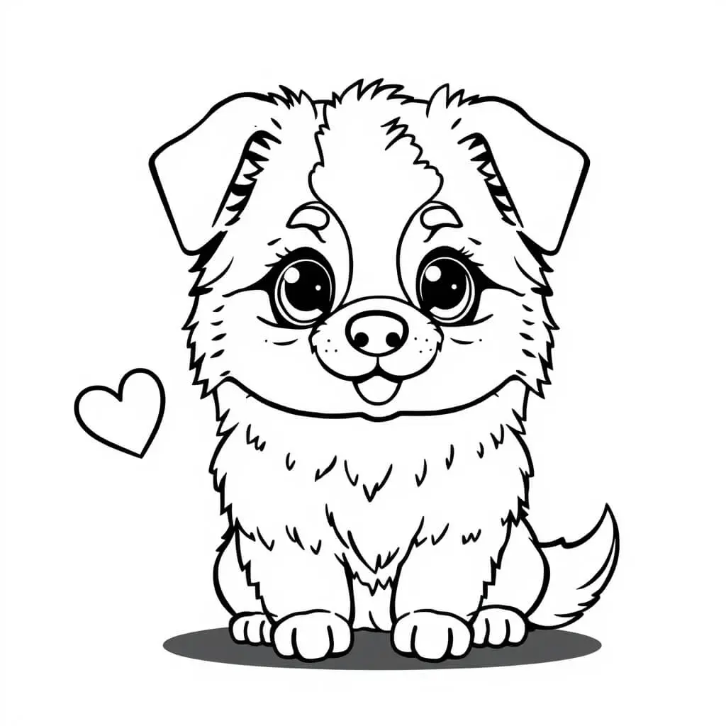 Australian Shepherd Sitting Front View coloring page to print