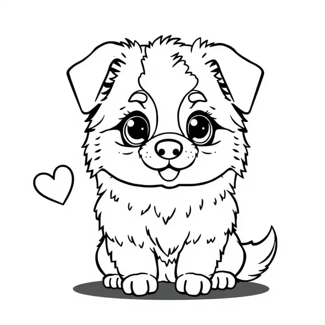Australian Shepherd Sitting Front View coloring page to print