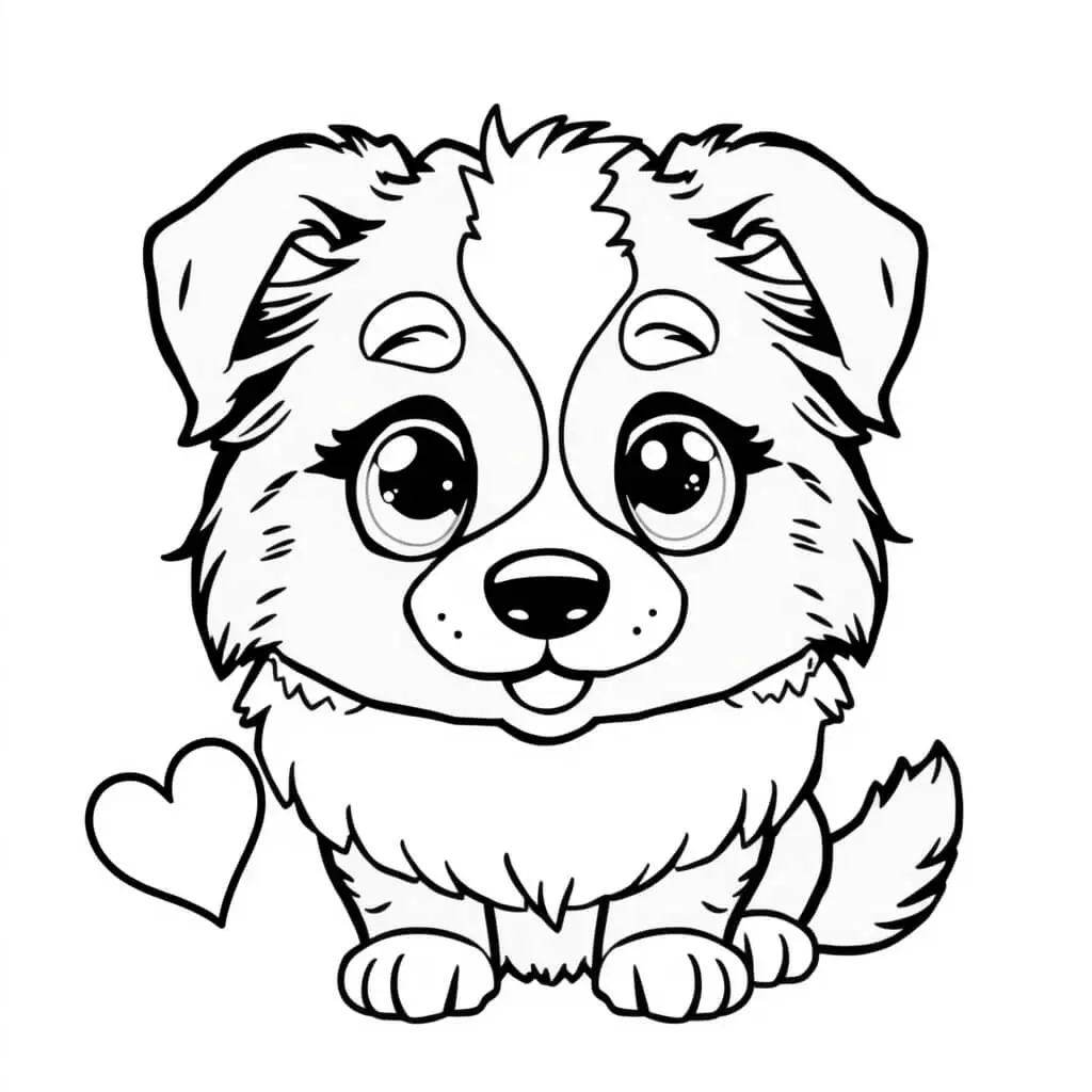 Playful Australian Shepherd Lying Down coloring page to print