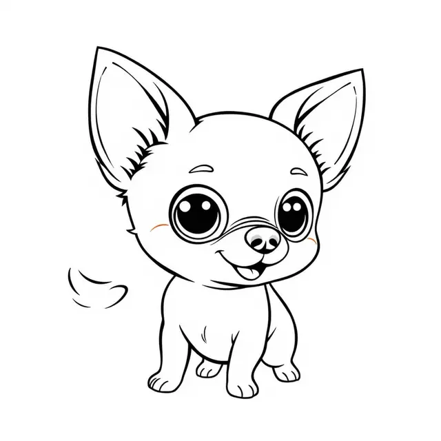 Mischievous Chihuahua with Bright Eyes coloring page to print