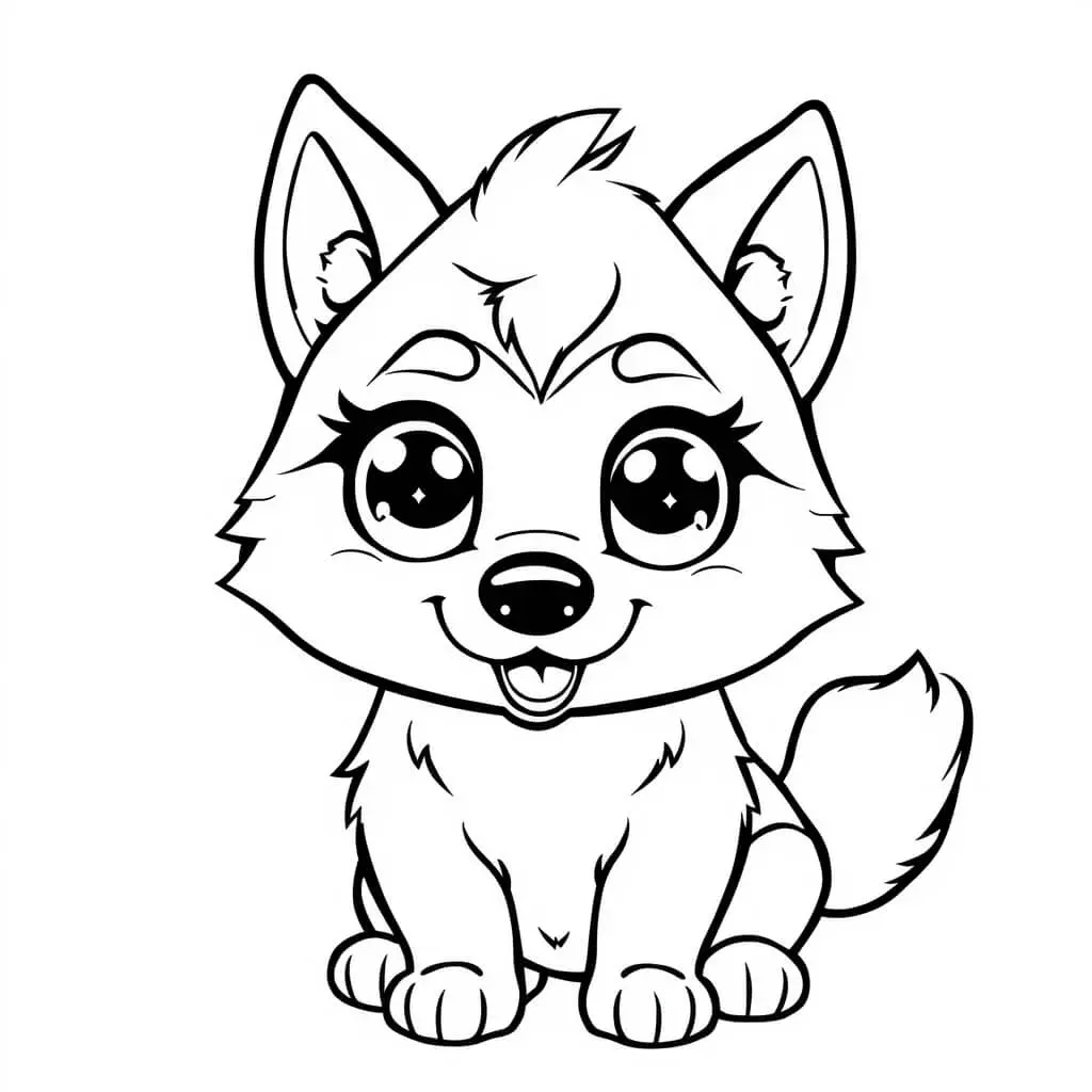 Siberian Husky with Piercing Eyes coloring page to print