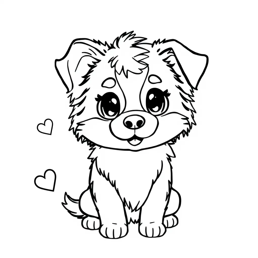 Coloriage Jeune Berger Australien kawaii joueur - Chien kawaii à imprimer