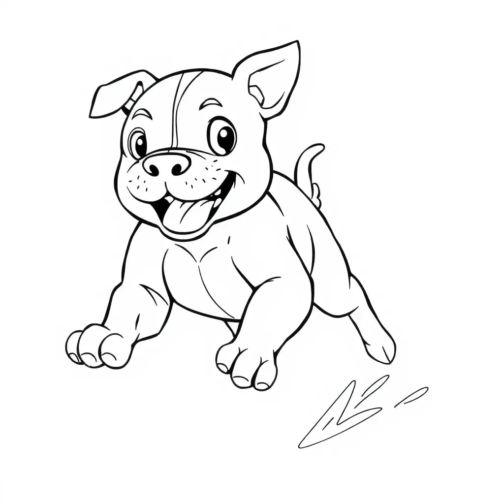 Coloriage Staffordshire Bull Terrier kawaii câlin - Chien kawaii à imprimer